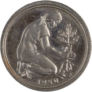 Germany 1950 J 50 Pfennig Low Mintage