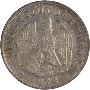 Chile 1879 Silver 20 Centavos Overdate