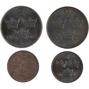 Sada švédských mincí z let 1913–1950 (4 kusy)