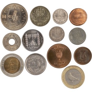 World Mixed Lot - Hong Kong, Isreal, USA (error) Etc. (13 pieces)
