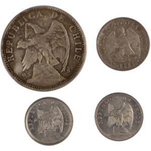 Chile 1893-1937 Coin Lot (4 Pieces)