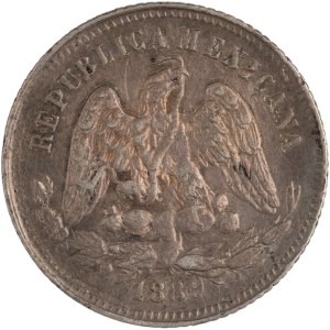 Mexico 1889 Mo M Silver 25 Centavos