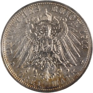 Germany 1911 F Württemberg Silver 3 Mark Wedding Anniversary