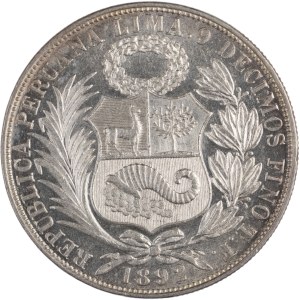 Peru 1892 TF Silver Un Sol