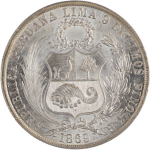 Peru 1869 YB Silver Un Sol