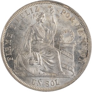Peru 1869 YB Silver Un Sol