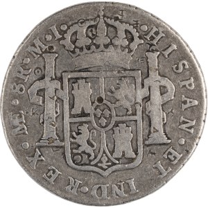 Peru 1780 ME MI Silver 8 Reales Chopmarked