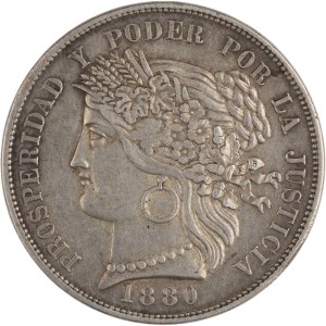 Peru 1880 BF Silver 5 Pesetas
