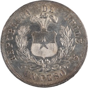 Chile 1875, stříbrné 1 peso