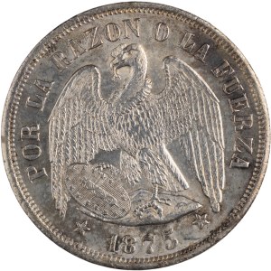 Chile 1875, stříbrné 1 peso