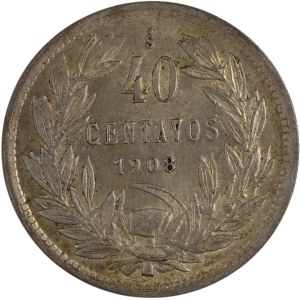 Chile 1908, stříbrná mince 40 centavos