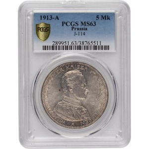 Germany 1913-A Prussia Silver 5 Mark