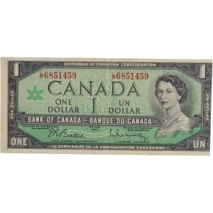 Canada 1967 $1 Bank of Canada Banknote Cutting Error
