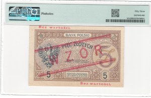 Poland 1924 5 Zlotych Specimen Banknote