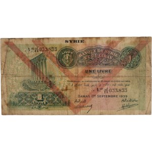 Syria 1939 1 Livre Banknote