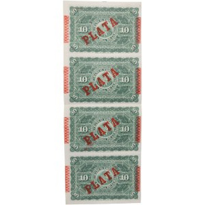 Cuba 1896 10 Peso Banknote Sheet (4 Banknotes)