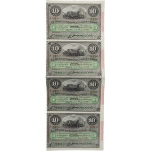 Cuba 1896 10 Peso Banknote Sheet (4 Banknotes)