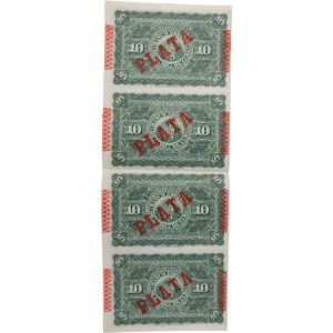 Cuba 1896 10 Peso Banknote Sheet (4 Banknotes)