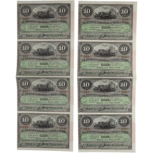 Cuba 1896 10 Peso Banknote Sheet (8 Banknotes)