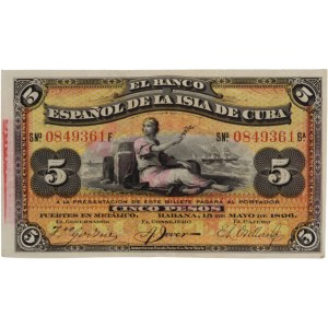 Kuba 1896 – 5-Pesos-Banknote