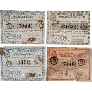 Cuba 1844-46 Lottery Notes (4 Pieces)