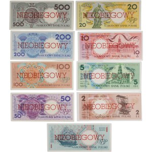 Serie di banconote della Polonia del 1990, non circolate (9 pezzi)