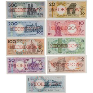Serie di banconote della Polonia del 1990, non circolate (9 pezzi)