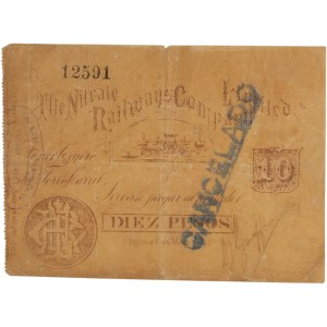 Chile 1891 10 Pesos Cancelled