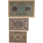 Bulgaria 1916 and 1917, 5, 10 and 100 Leva (3 Pieces)