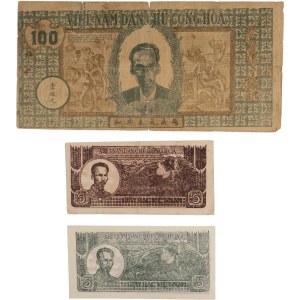 Sada vietnamských bankovek v hodnotě 5–100 dongů (3 kusy)