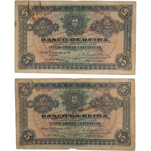 Mozambique Banknote Lot 1919 5 Libras (2 Pieces)