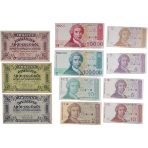 Lotto di banconote dell'Ungheria e della Cecoslovacchia (11 pezzi)