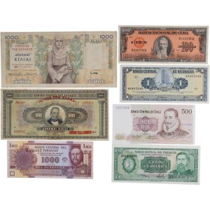 Foreign Banknote Lot Chile, Cuba, Nicaragua Etc. (7 Pieces)