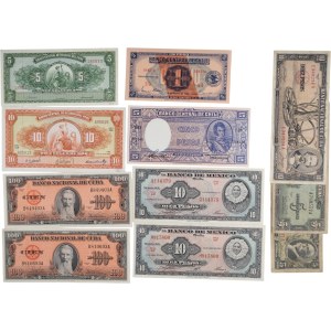 Lotto di banconote straniere: Cile, Cuba ecc. (11 pezzi)