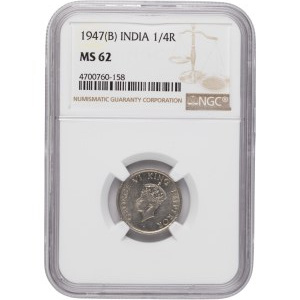 India 1947 B British India 1/4 Rupee