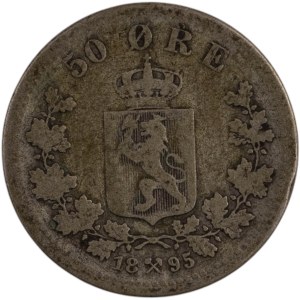 Norway 1895 Silver 50 Ore