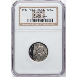Poland 1989 Nickel 2000 Złotych John Paul II Próba - Kratka