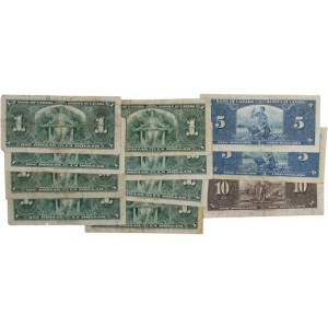 Bank of Canada 1937 $1-$10 Banknote Lot (11 Pieces)