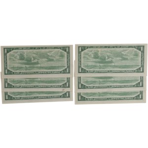 Bank of Canada 1954 $1 Banknotes in Sequence BC-37b-i (6 Pieces)