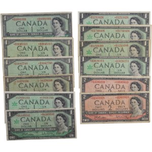 Bank of Canada 1954 & 1967 Replacement Banknotes (12 Pieces)