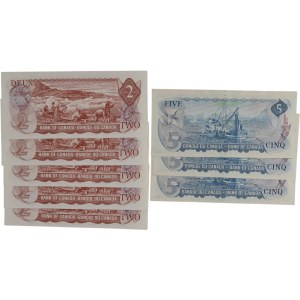 Bank of Canada 1974 $2, 1972 $5 Banknotes (8 pieces)