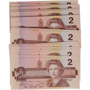 Bank of Canada 1986 $2 Banknotes in Sequence Thiessen-Crow BC-55b-i (48 pieces)