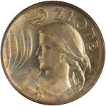 Poland 1925 Silver 2 Złote Without Dot Philadelphia Mint