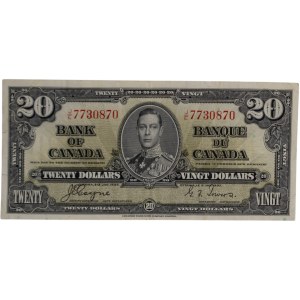 Bank of Canada 1937 $20 Banknote Coyne-Towers J/E BC-25c
