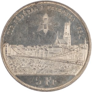 Switzerland 1881 Silver 5 Franc Fribourg Shooting Festival