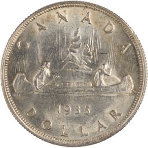 Dollar d'argent canadien de 1935, ligne d'eau courte