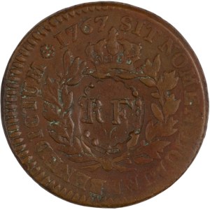 French 1767 West Indies 12 Deniers with RF Countermark