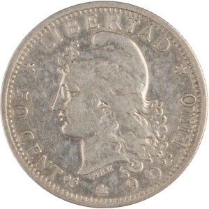 Argentina 1882 Silver 50 Centavos