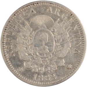 Argentina 1882 Silver 50 Centavos