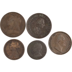 Great Britain 1754-1897 Farthing - Penny Lot (5 pieces)